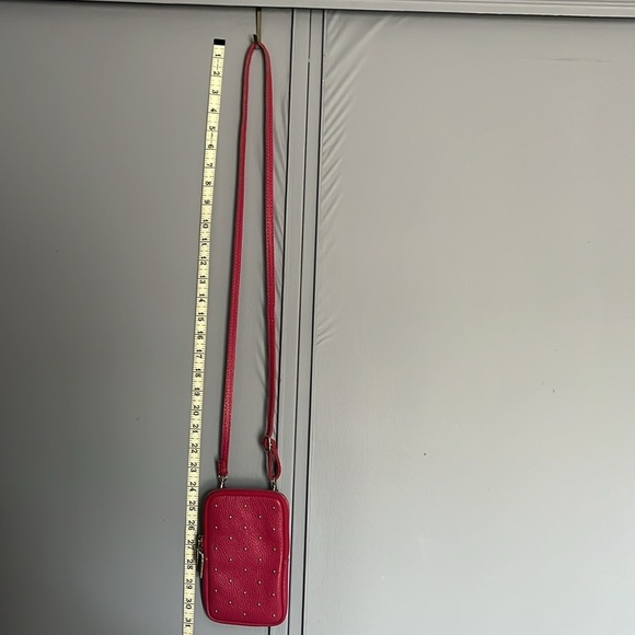 Borse In Pelle Women's Handbag Purse Hot Pink Stud Leather Phone Crossbody - Picture 11 of 11